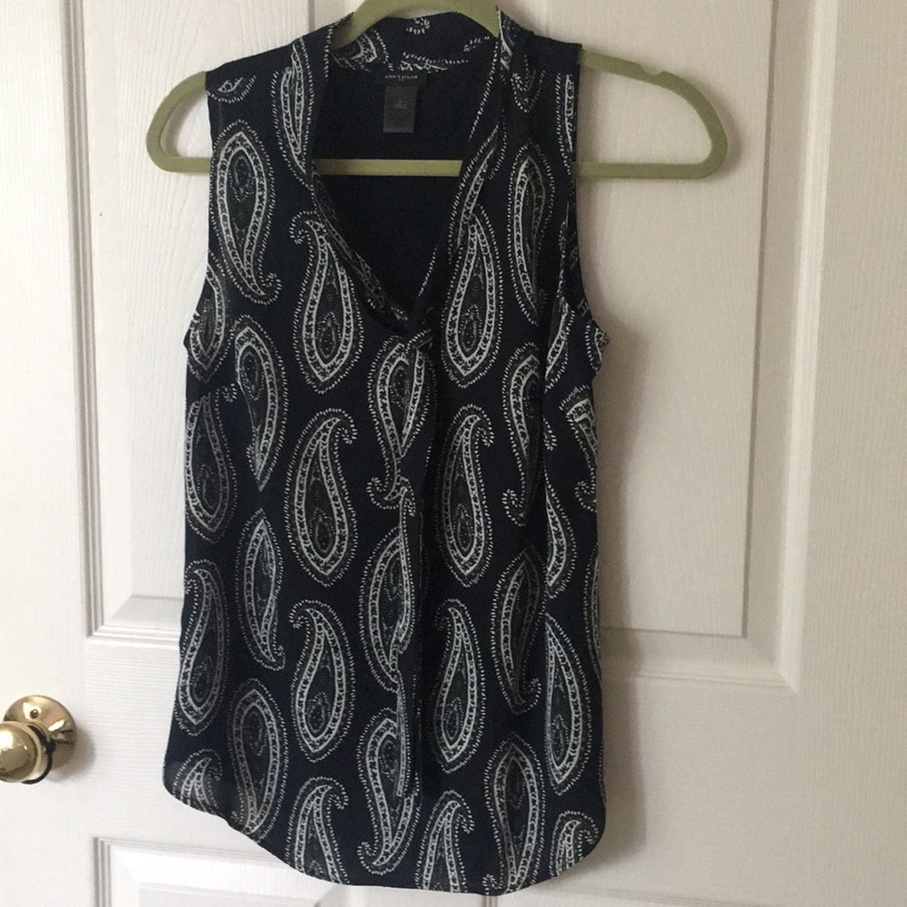 navy print blouse